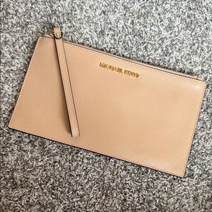 Michael Kors Beige Leather Wristlet